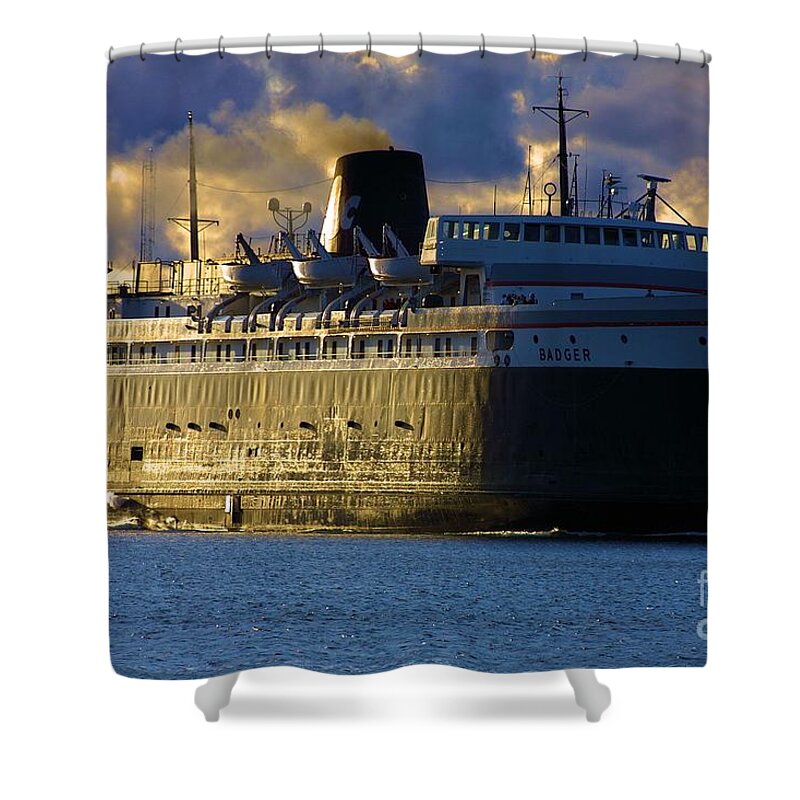 Ss Shower Curtain featuring the photograph S.S. Badger #6 by Bill Richards