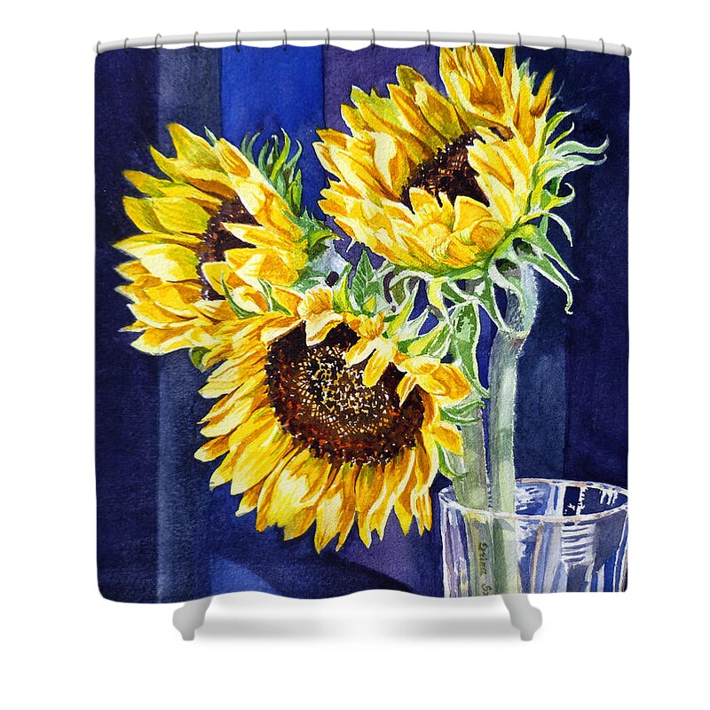 Sunflowers Shower Curtain featuring the painting Sunflowers by Irina Sztukowski