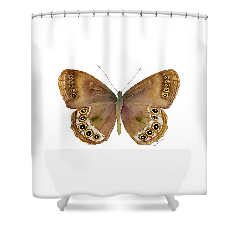 Woodland Brown Butterfly Shower Curtain featuring the painting 64 Woodland Brown Butterfly by Amy Kirkpatrick