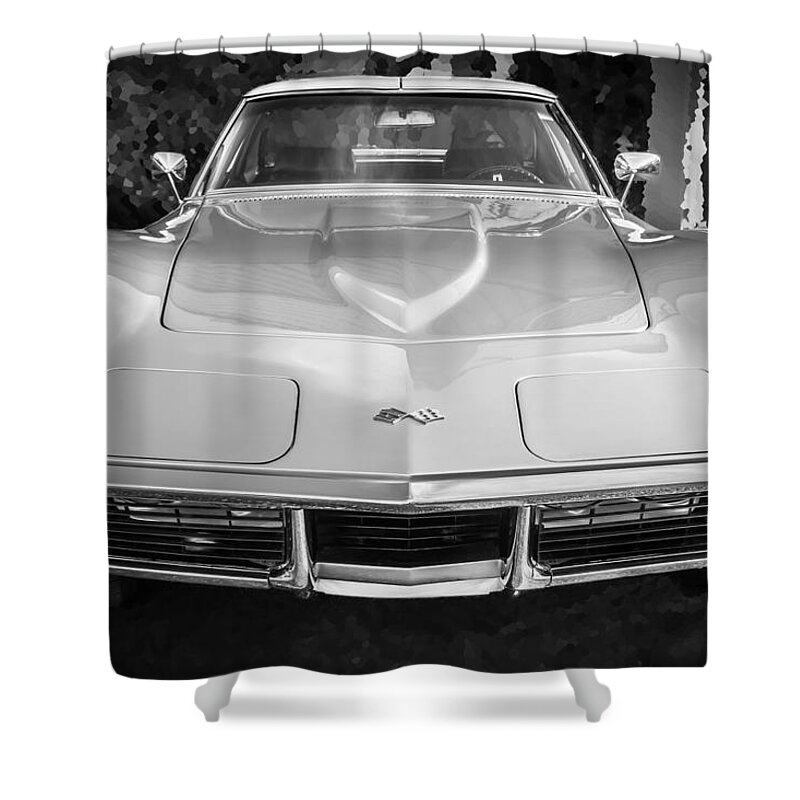 1969 Corvette Shower Curtain featuring the photograph 1969 Chevrolet Corvette 427 BW #7 by Rich Franco