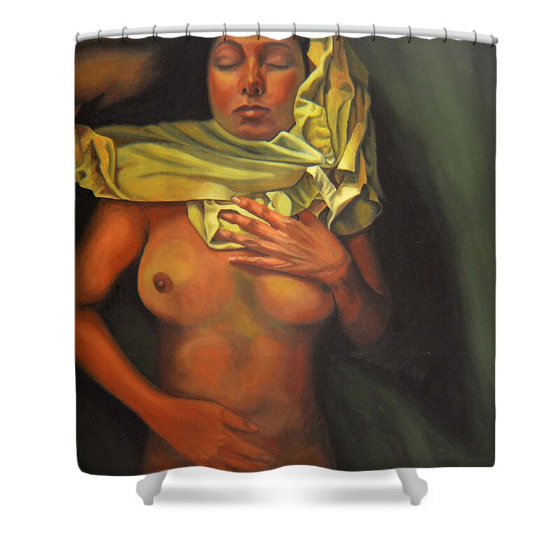 Sexual Shower Curtain featuring the painting 7 30 A.m. by Thu Nguyen