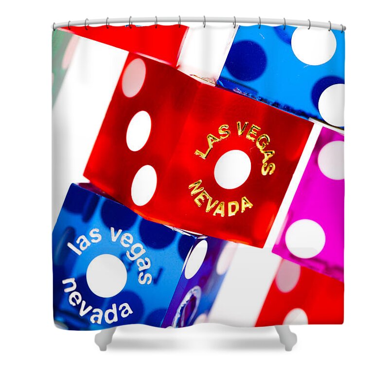 Las Vegas Shower Curtain featuring the photograph Colorful Dice #7 by Raul Rodriguez