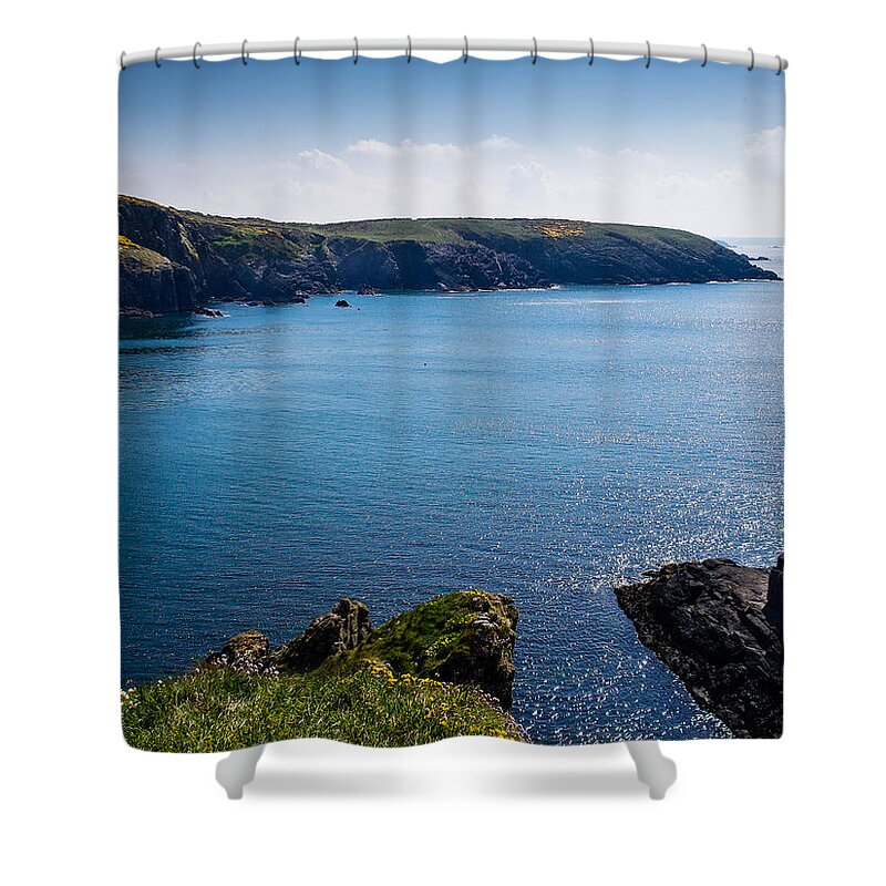 Birth Place Shower Curtain featuring the photograph St Non's Bay Pembrokeshire #7 by Mark Llewellyn