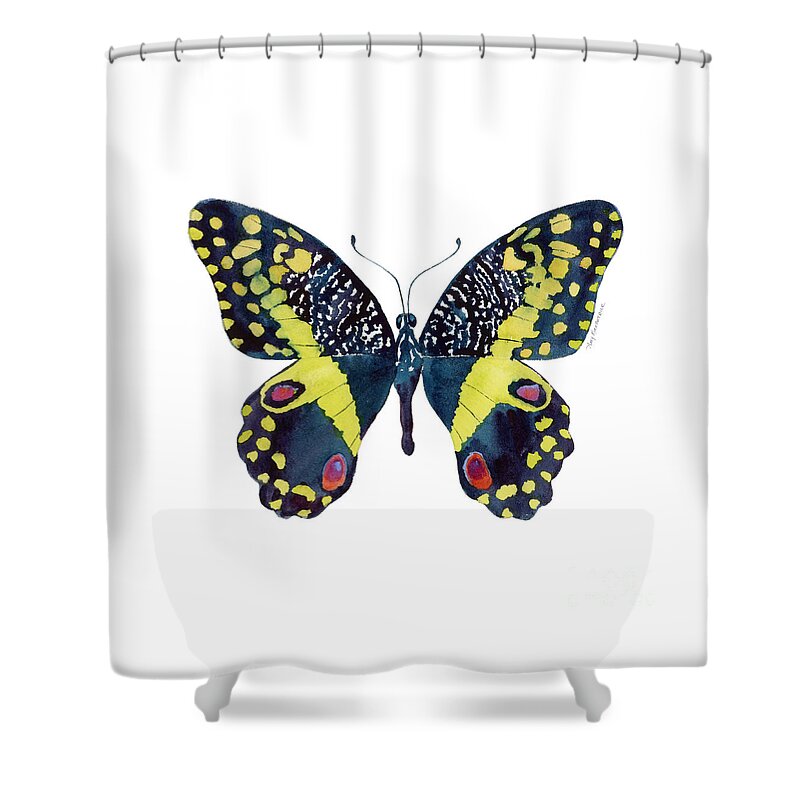 African Citrus Butterfly Shower Curtain featuring the painting 73 Citrus Butterfly by Amy Kirkpatrick