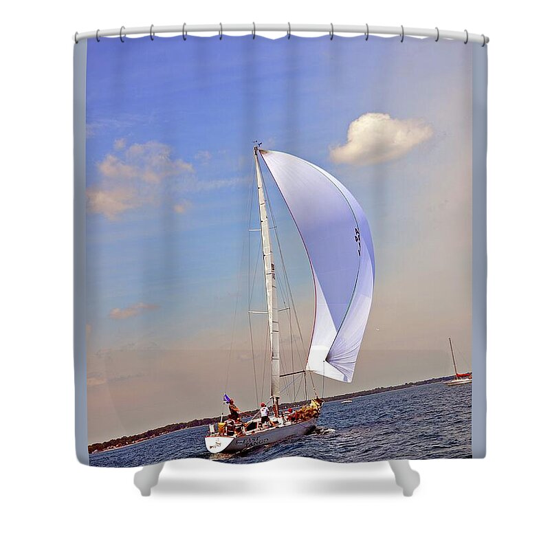Bayview Yacht Club Shower Curtain featuring the photograph Fast Tago by Randy J Heath