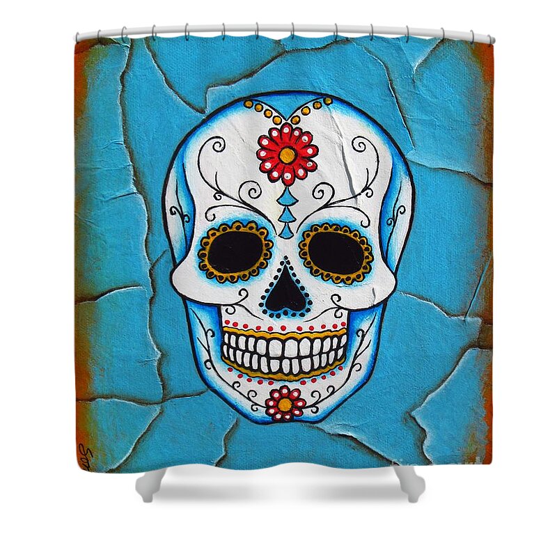 Day Of The Dead Shower Curtain featuring the painting Day of the Dead #3 by Joseph Sonday