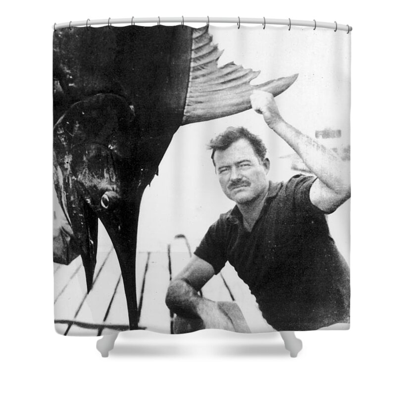 1929 Shower Curtain featuring the photograph Ernest Hemingway #9 by Granger