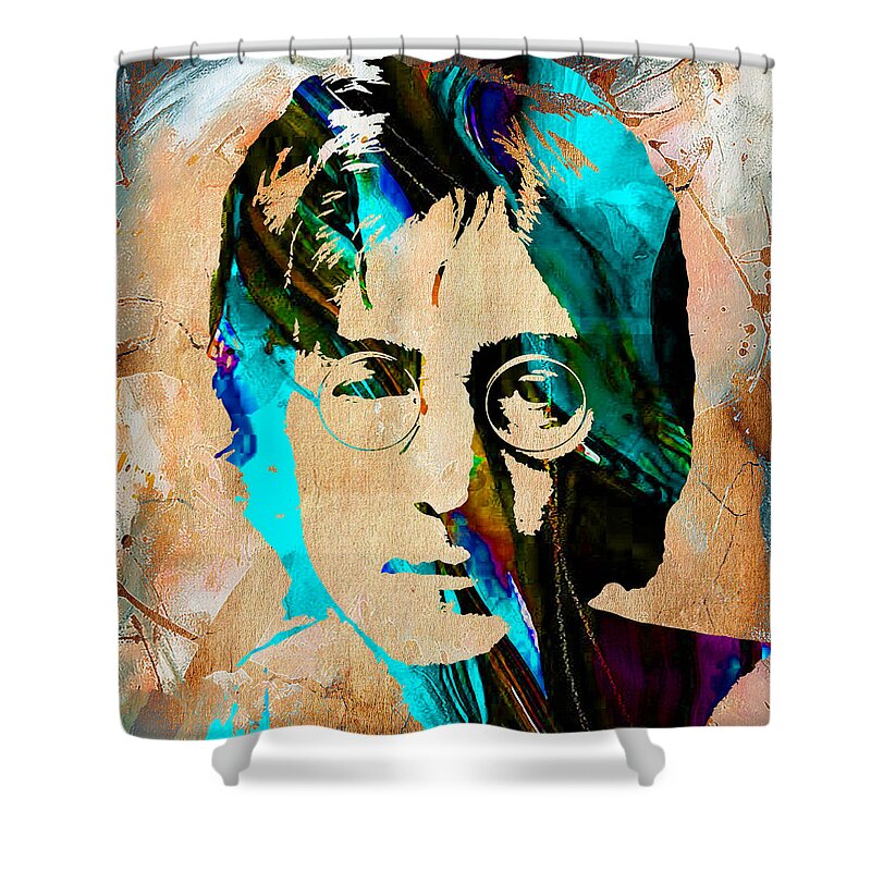 John Lennon Painting Shower Curtain featuring the mixed media John Lennon Painting #8 by Marvin Blaine