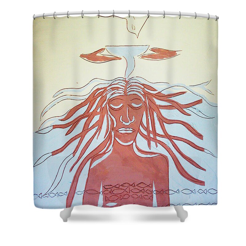 Jesus Shower Curtain featuring the painting Baptism of The Lord Jesus #9 by Gloria Ssali