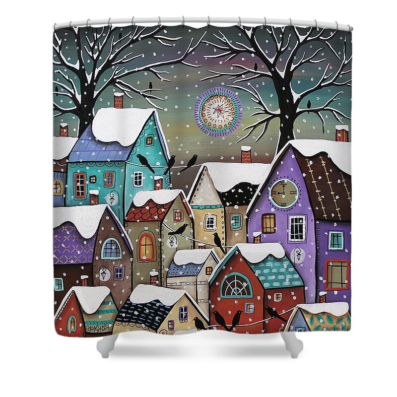 Landscape Shower Curtain featuring the painting 9 Pm by Karla Gerard