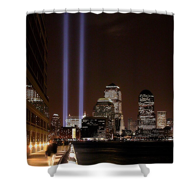 World Trade Center Shower Curtain featuring the photograph 911 Anniversary by Gary Slawsky