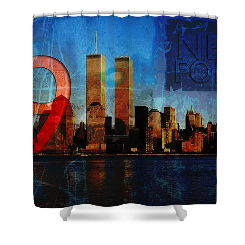 9-11 Shower Curtain featuring the photograph 911 Never Forget by Anita Burgermeister