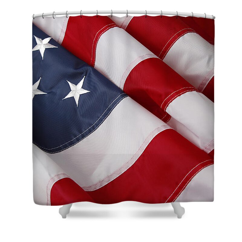 Flag Shower Curtain featuring the photograph American flag 68 by Les Cunliffe