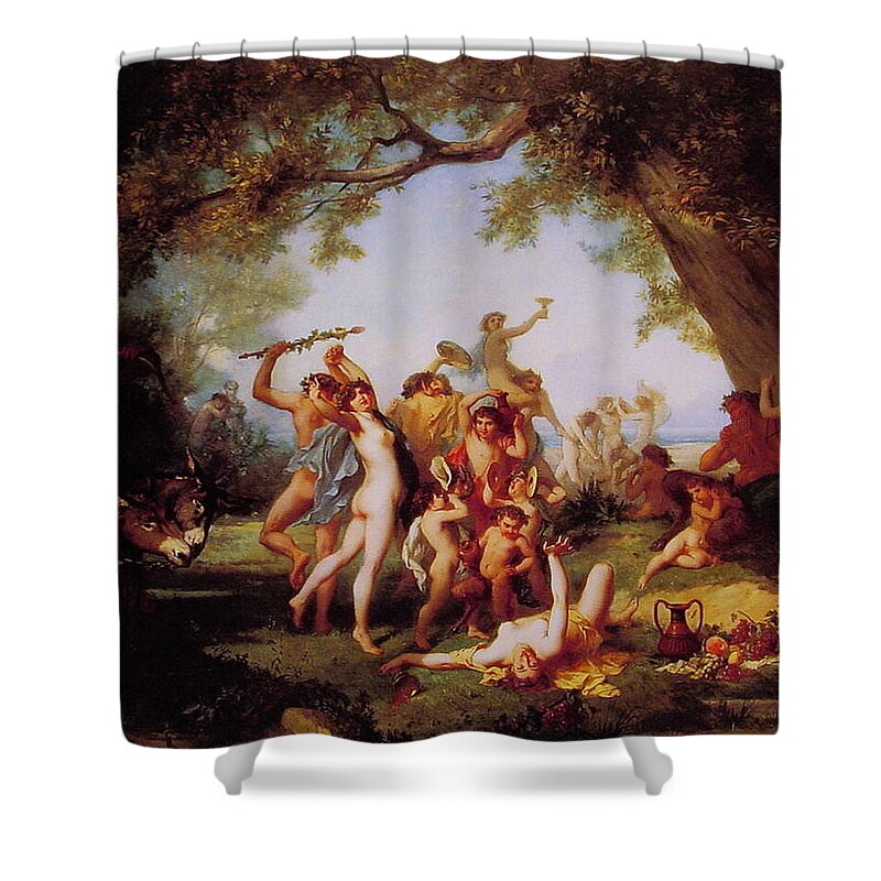 Landscape Shower Curtain featuring the painting A Bacchanal by Pam Neilands