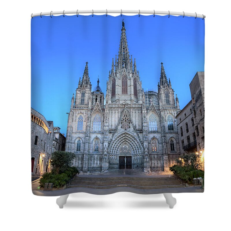 Arch Shower Curtain featuring the photograph A Beautiful Gothic Cathedral In by Ingenui