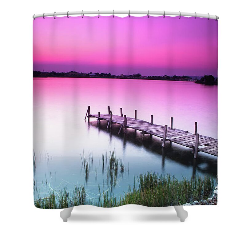 Tranquility Shower Curtain featuring the photograph A Beautiful Sunset Along The Lake Peten by Matthew Micah Wright
