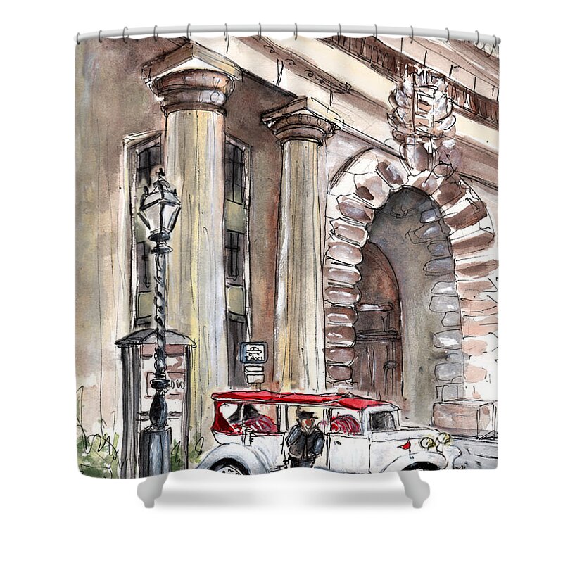 Travel Shower Curtain featuring the painting A Beautiful Taxi In Budapest by Miki De Goodaboom
