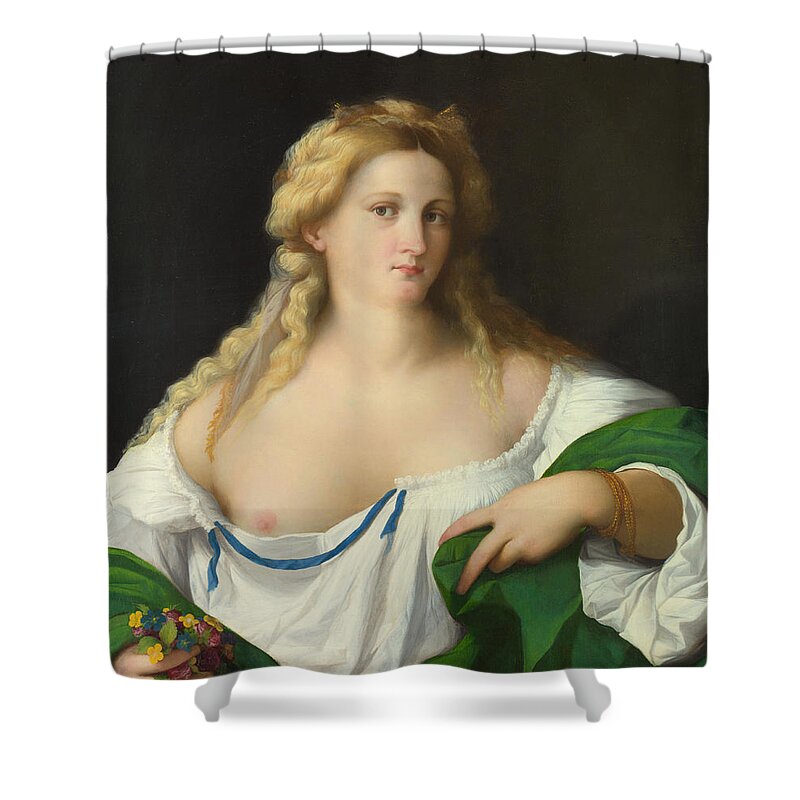 Palma Vecchio Shower Curtain featuring the painting A Blonde Woman by Palma Vecchio