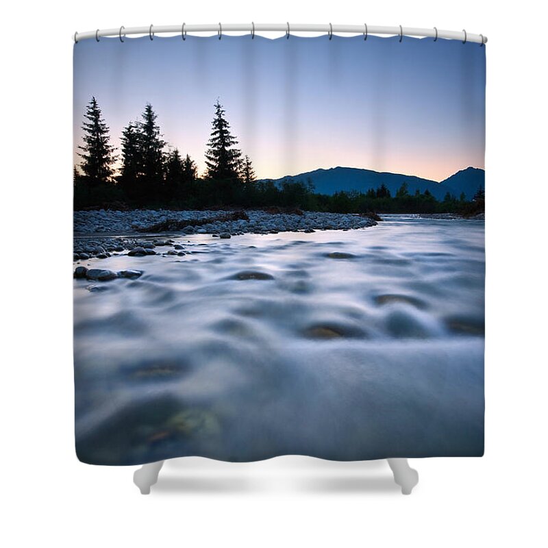 Central Europe Shower Curtain featuring the photograph A blue river. by Milan Gonda