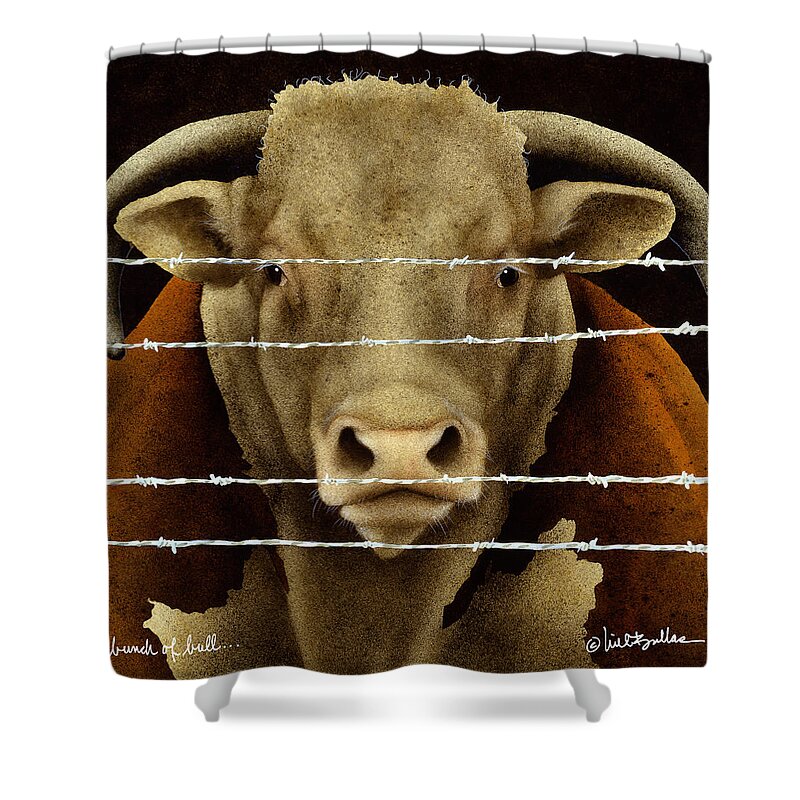 Will Bullas Shower Curtain featuring the painting A Bunch Of Bull... by Will Bullas