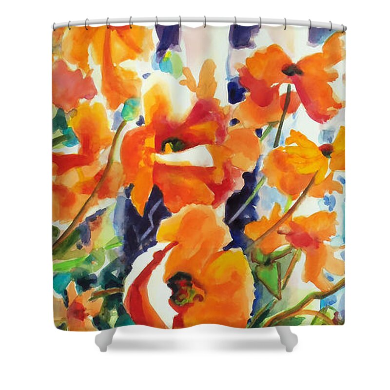 Paintings Shower Curtain featuring the painting A Choir of Poppies by Kathy Braud