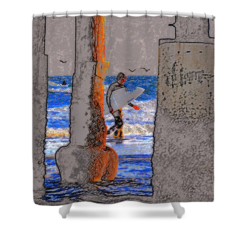 A Close Call Shower Curtain featuring the painting A Close Call by David Lee Thompson