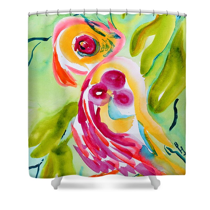 Bird Shower Curtain featuring the painting A Comforting Sweet Bird Watches Over You by Beverley Harper Tinsley