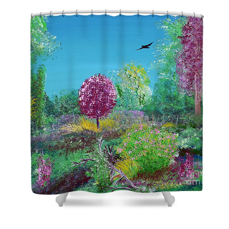 Indiana Shower Curtain featuring the painting A Corner of Heaven in Rural Indiana by Alys Caviness-Gober