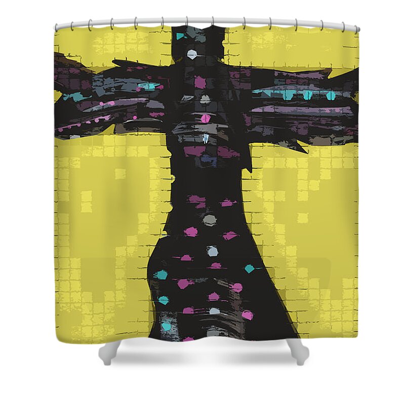 Cross Shower Curtain featuring the painting A Cross to Bare by Robert Margetts