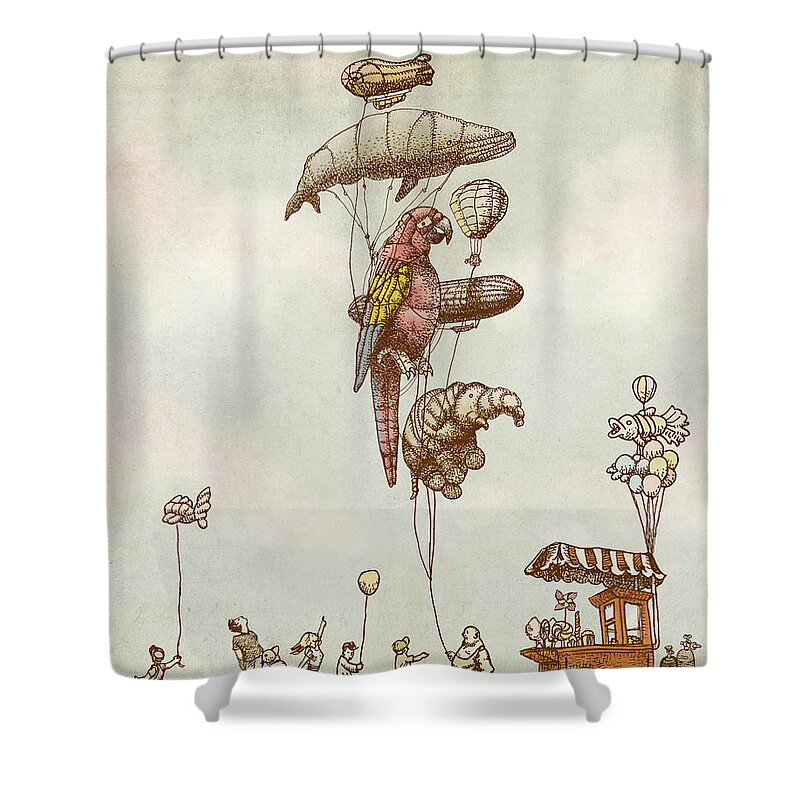 Animals Shower Curtain featuring the drawing A Day at the Fair by Eric Fan