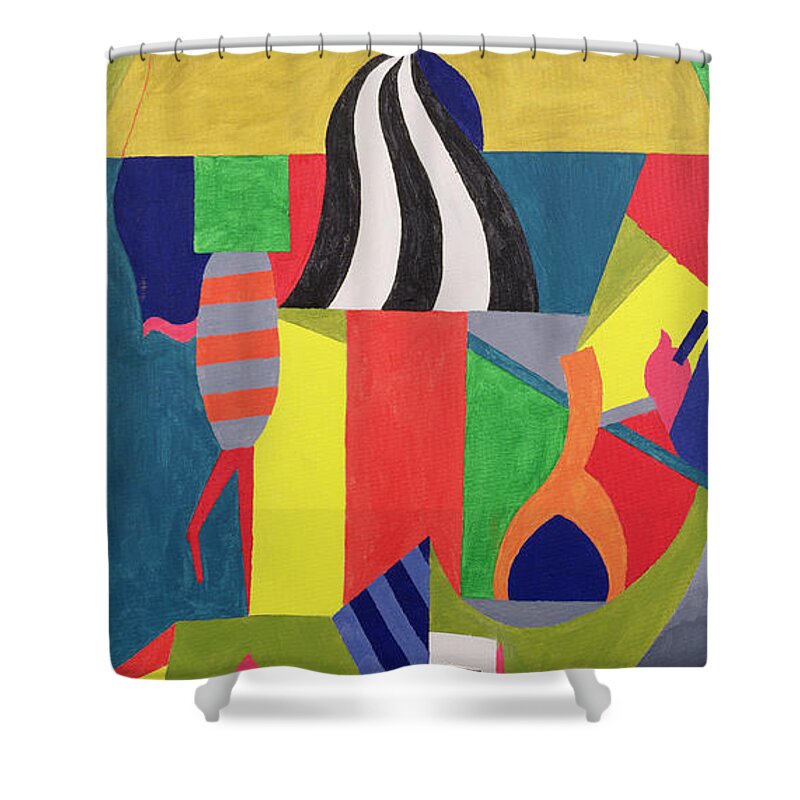 Day Out Shower Curtain featuring the painting A Day At The Zoo, 1992 by William Ramsay