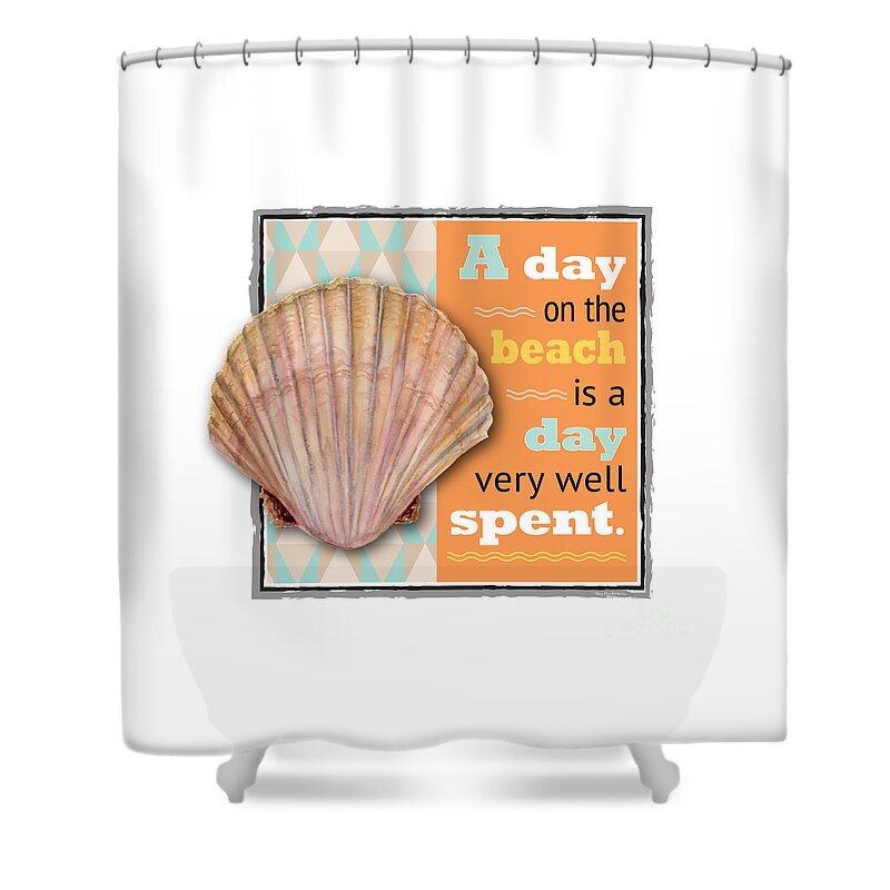Scallop Shower Curtain featuring the digital art A day on the beach is a day very well spent. by Amy Kirkpatrick