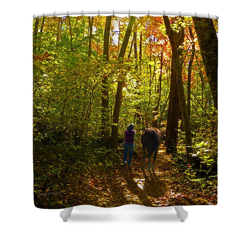 Fall Shower Curtain featuring the photograph A Fall Walk With My Best Friend by Sandi OReilly