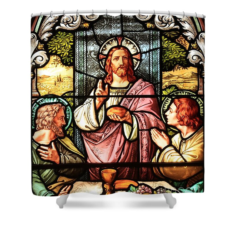 Jesus At Dinner Shower Curtain featuring the photograph A Feast With Jesus by Adam Jewell