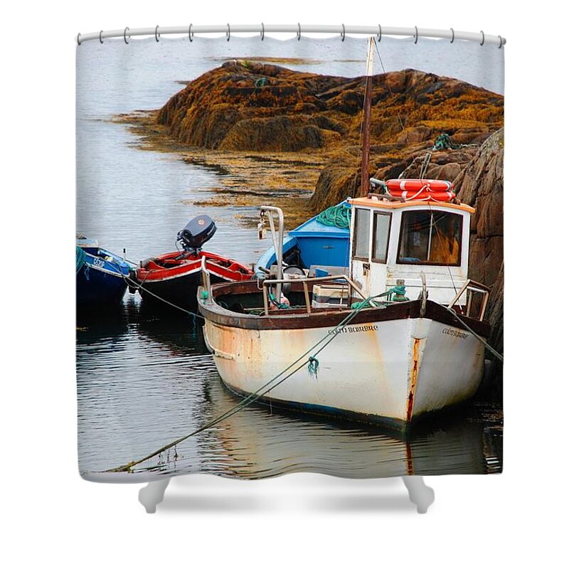 Boat Shower Curtain featuring the photograph A Fishing We Will Go by Norma Brock