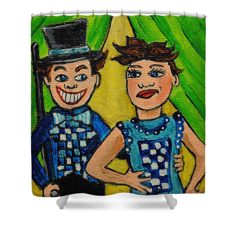 Tillie Shower Curtain featuring the painting A Flip of the Coin by Patricia Arroyo