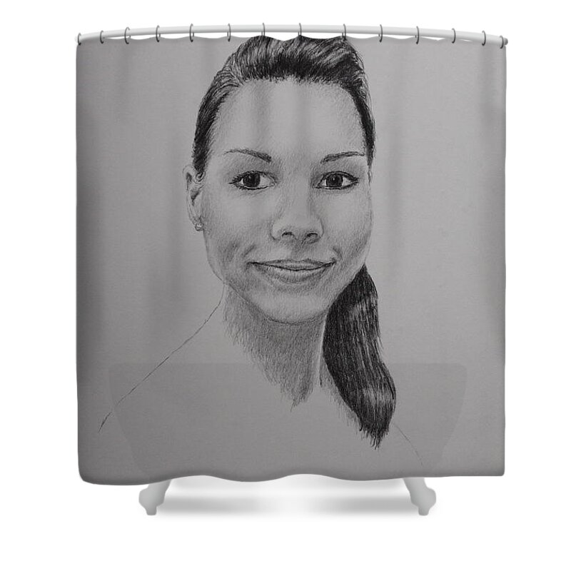 Portrait Shower Curtain featuring the drawing A G by Daniel Reed