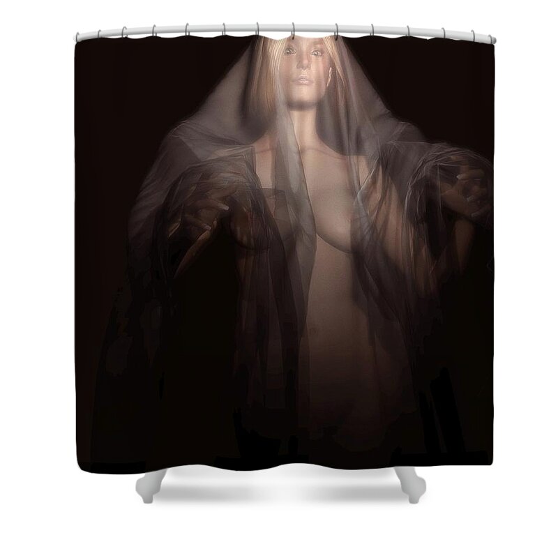 Ghost Shower Curtain featuring the digital art A Ghost In the Dark by Kaylee Mason