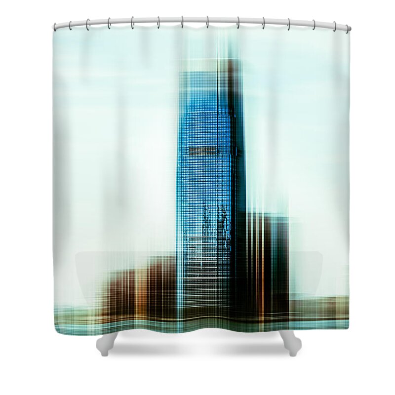 Nyc Shower Curtain featuring the photograph A look to New Jersey II - steel by Hannes Cmarits