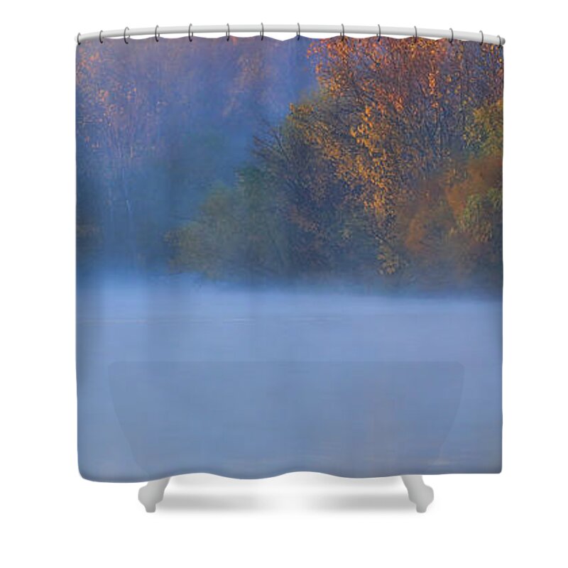 Fall Shower Curtain featuring the photograph A Lovely Foggy Morning by Elizabeth Winter