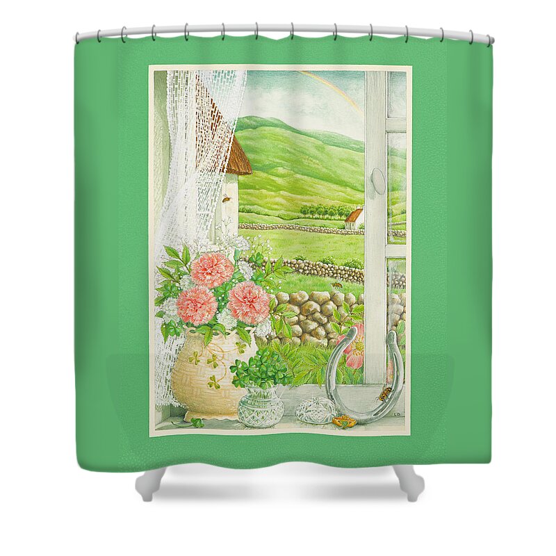 Ireland Shower Curtain featuring the painting A Lucky View by Lynn Bywaters