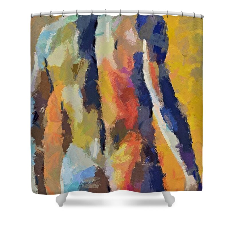 Male Body Builder Shower Curtain featuring the painting A male torso by Dragica Micki Fortuna
