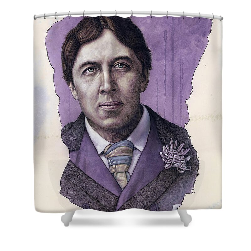 Oscar Wilde Shower Curtain featuring the painting A Man who used to be a Warrior by James W Johnson