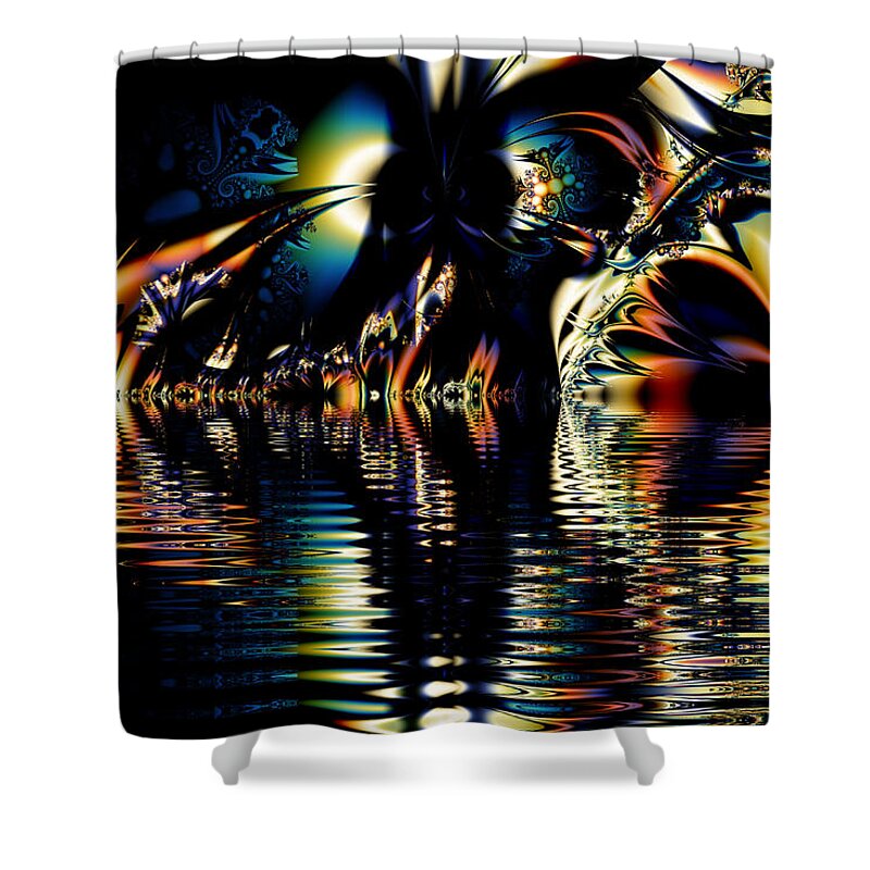 Night Shower Curtain featuring the digital art A Night on the Water by Kiki Art
