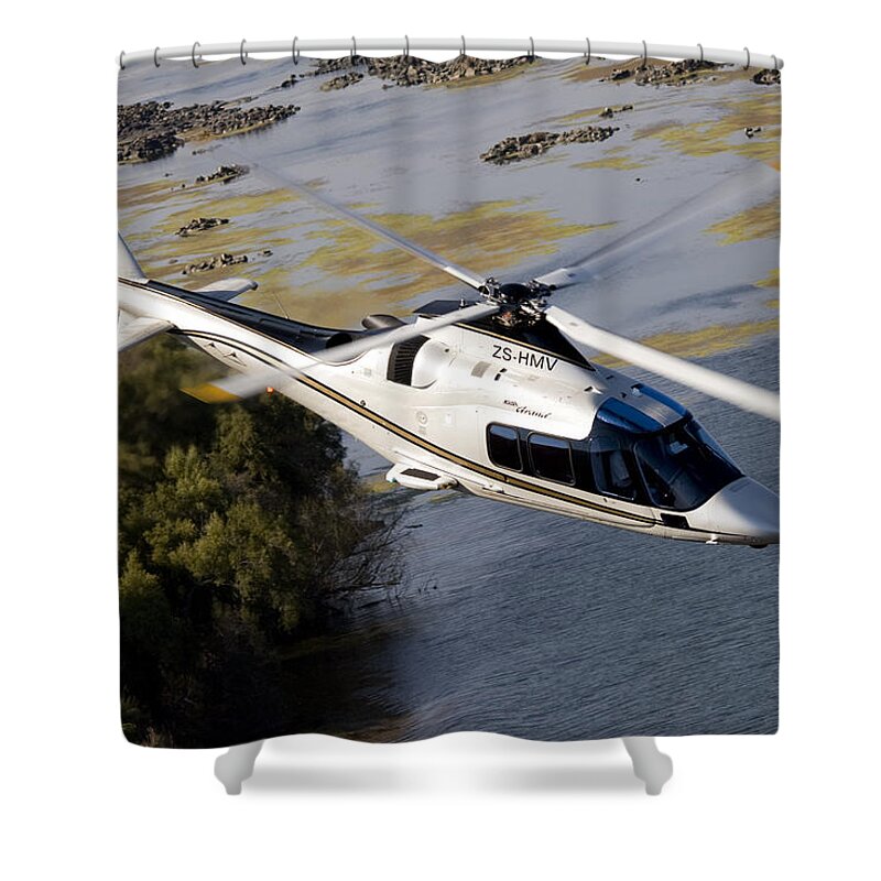 Agustawestland A109 Grand Shower Curtain featuring the photograph A Paining by Paul Job