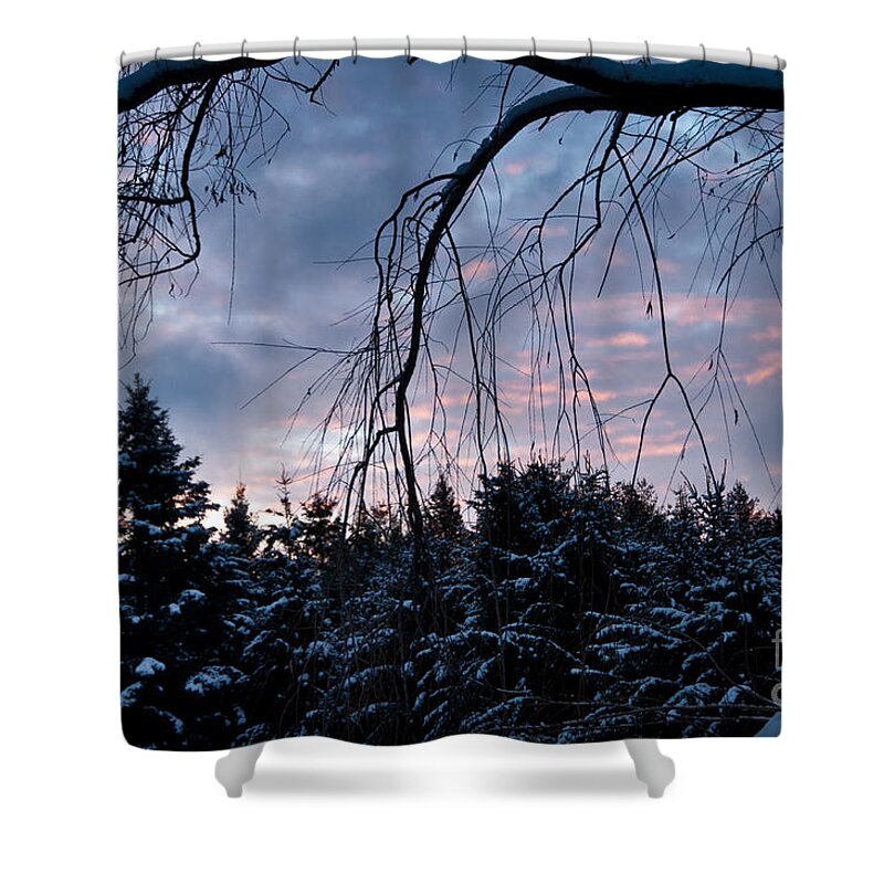 Sunrise Sky Shower Curtain featuring the photograph A peek into the morning by Cheryl Baxter