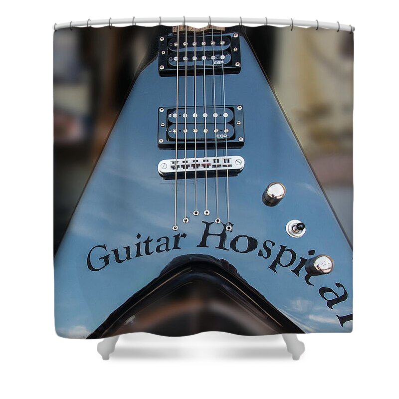 Guitar Shower Curtain featuring the photograph A Place For Sick Guitars by Gary Slawsky