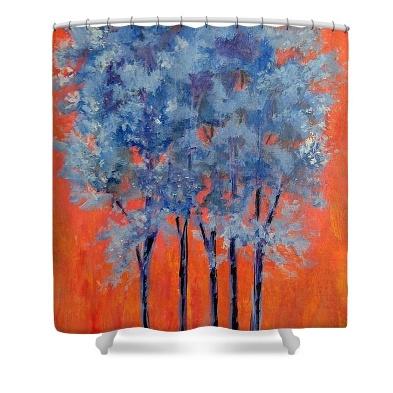 Trees Shower Curtain featuring the painting A Place to Call Home by Suzanne Theis