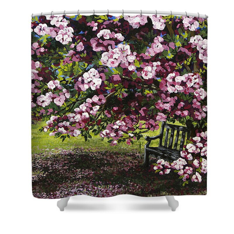 Meditation Shower Curtain featuring the painting A Place to Dream by Mary Palmer
