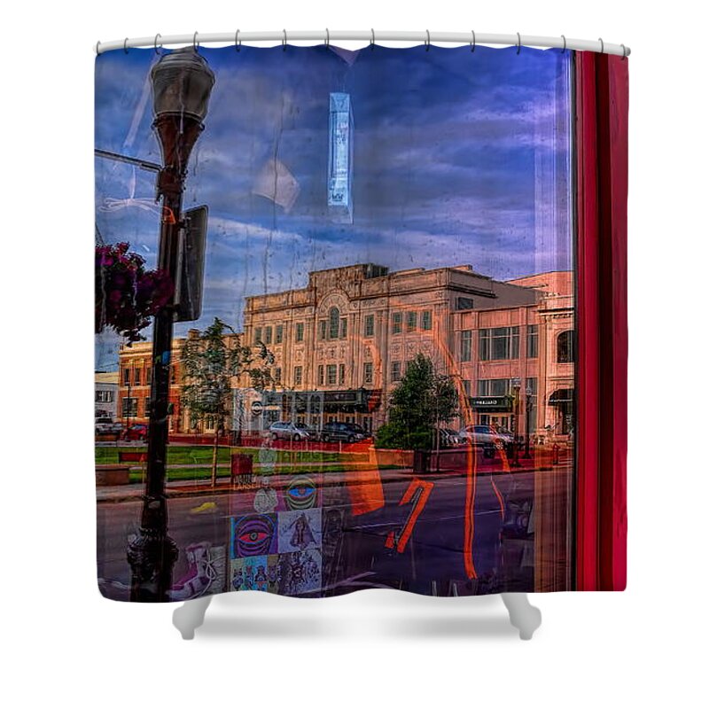 Wausau Shower Curtain featuring the photograph A Reflection of Wausau's Grand Theater by Dale Kauzlaric